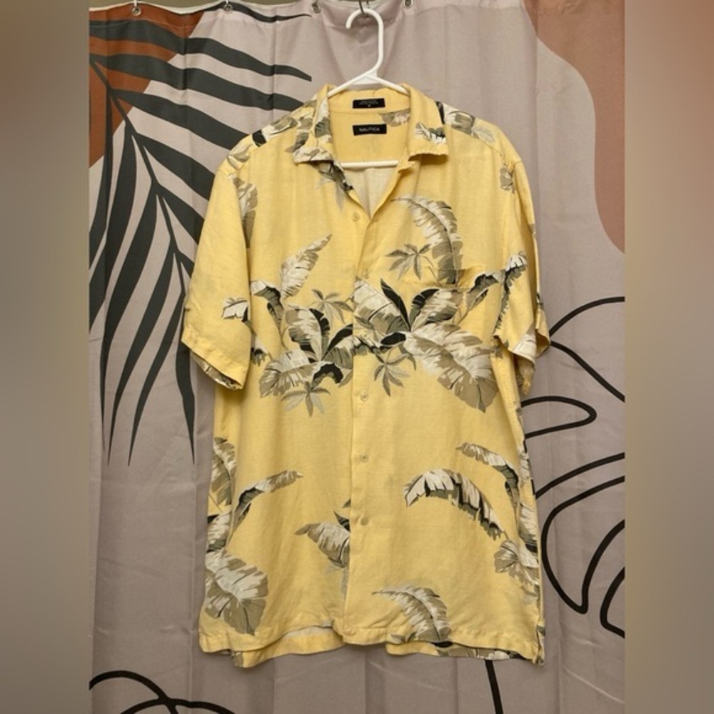 Yellow Tropical Button-Up Shirt